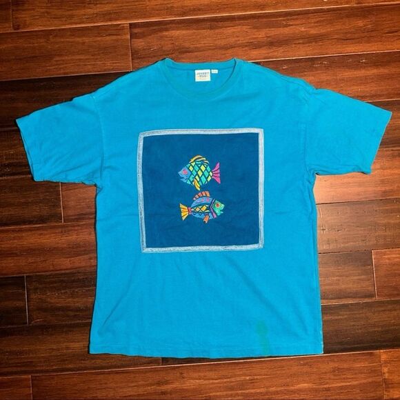 Johnny Was Other - Vintage Johnny Was Embroidered Fish T-Shirt